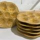 Set of 6 digoin Sarreguemines oyster plates in mustard yellow slurry