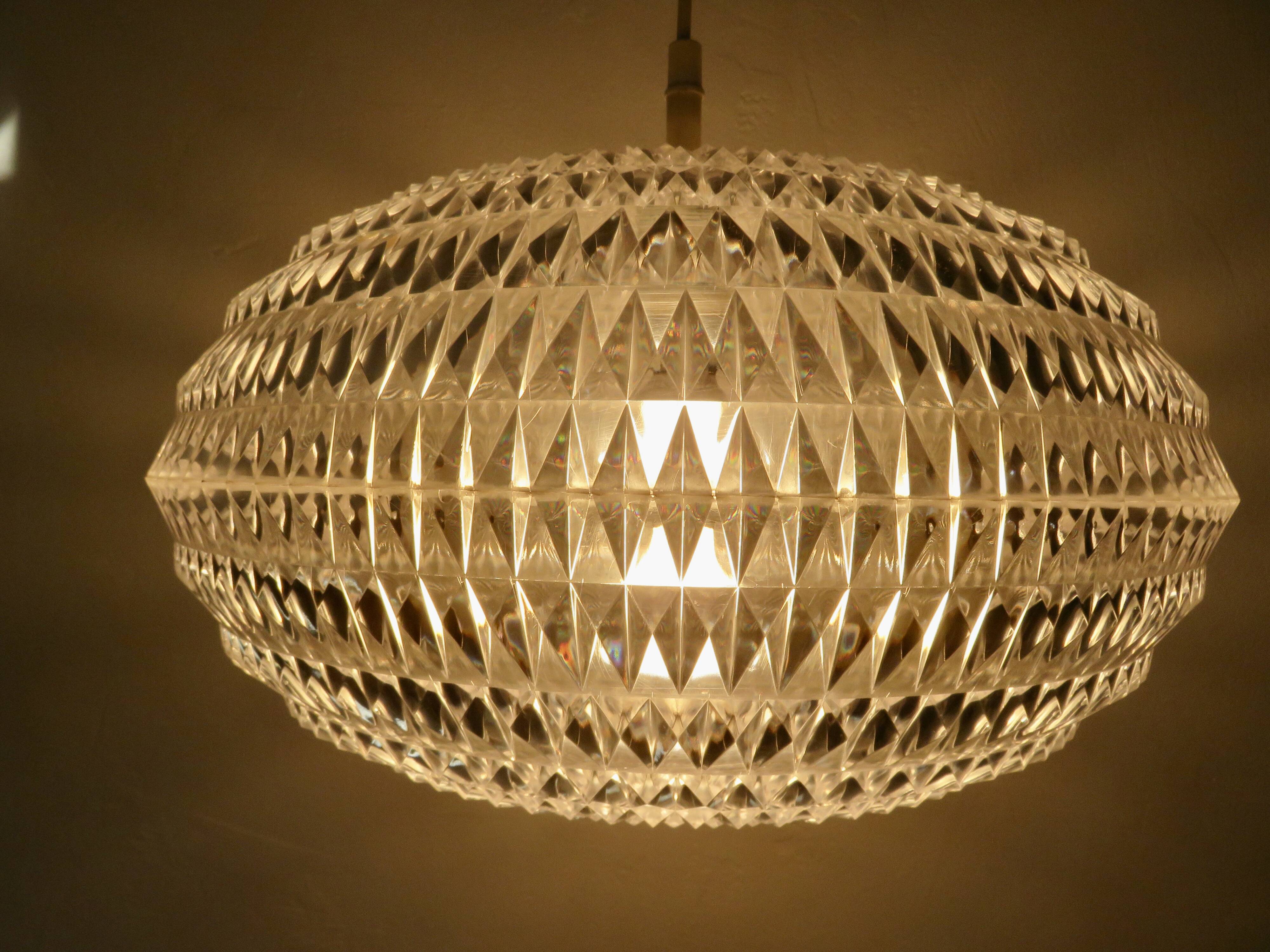 Suspension "ERCO" Diamond par Aloys Gangkofner Allemagne 1970 vintage