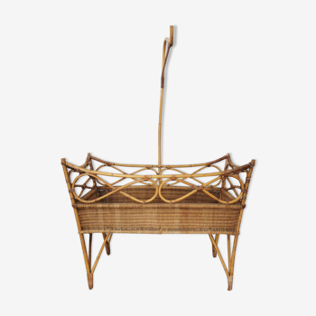 Vintage rattan cradle