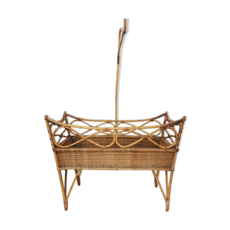 Vintage rattan cradle