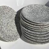 10 Assiettes dessert mouchetées gris noir