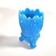 Portieux Gothic opaline goblet candle holder in blue opaline signed - 1910