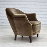 1960s, Danish armchair, original green furniture velour.