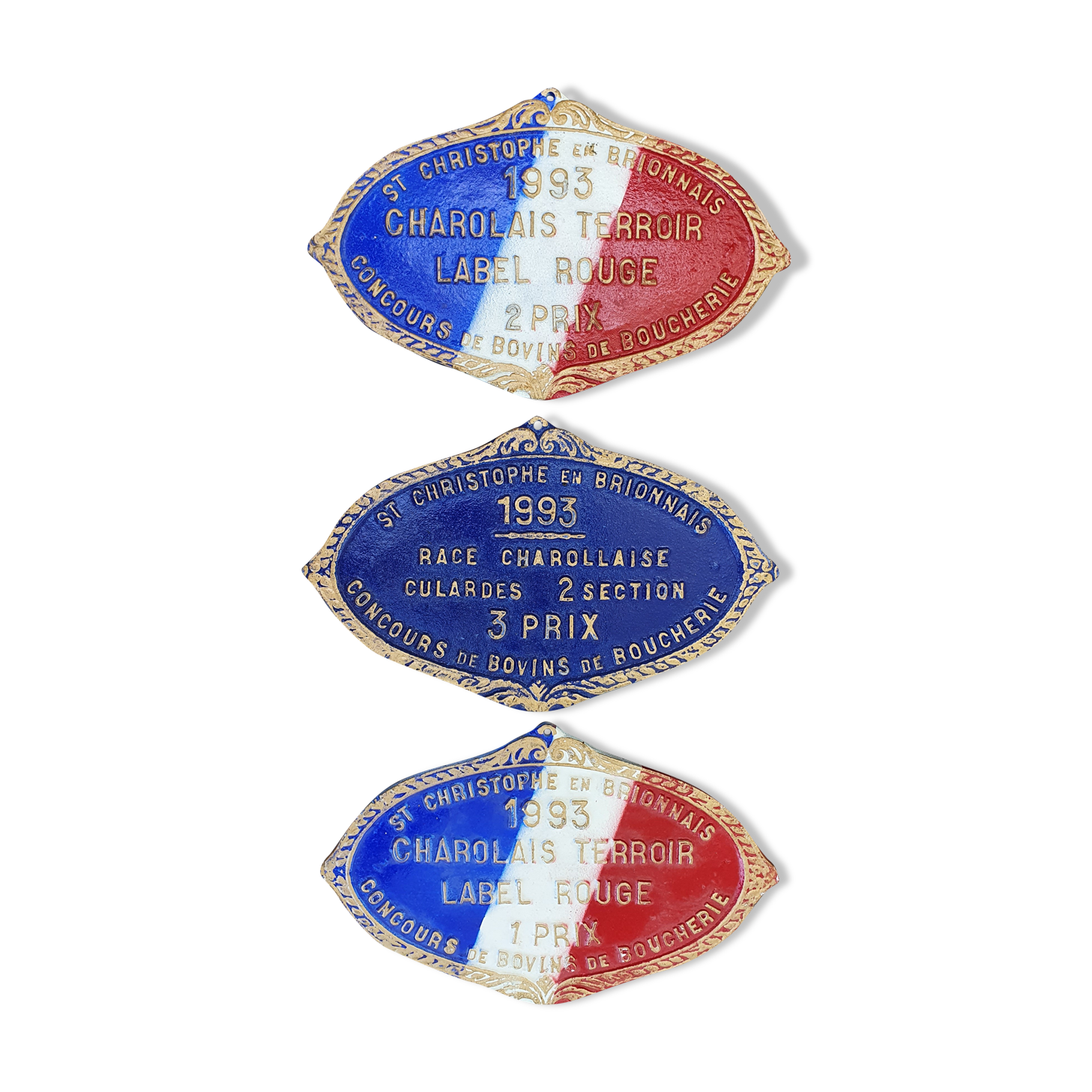3 plaques de concours agricole- Charolais français