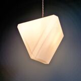 Art Deco pendant light in white opaline, triangular prism, 1920s-30s