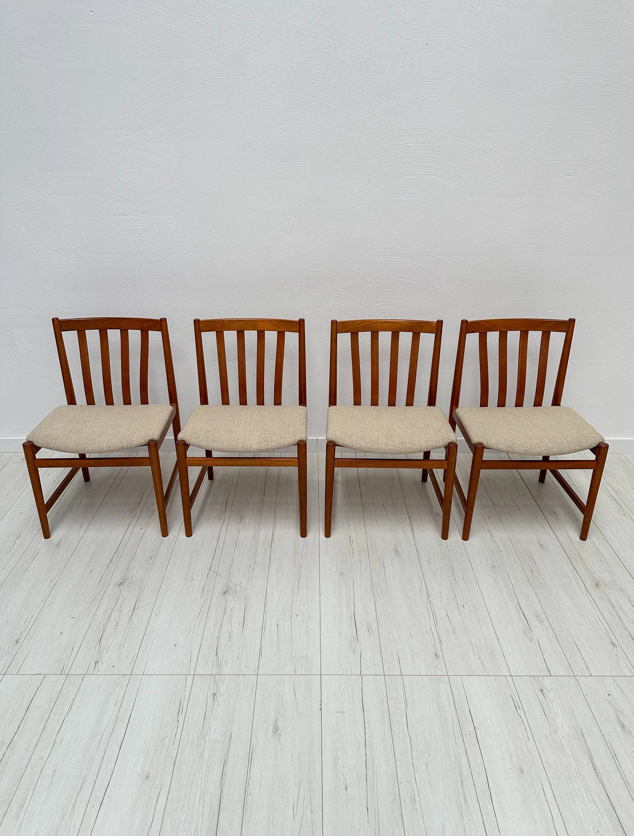 1960s Set of 4 Vintage Teak Dining Chairs by Slagelse Møbelværk