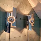 Paire d'appliques murales Space Age en métal chromé, 1970