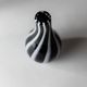 Vintage Murano glass vase from the 1980s, black and white swirl pattern, thick Italian art glass.