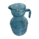 Ancien pichet carafe verre moulé bleu avec anse décorative