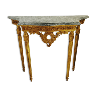Wooden console dore and marble gray