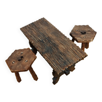 Coffee table and stools