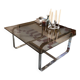 Table basse verre fumé pieds chromés