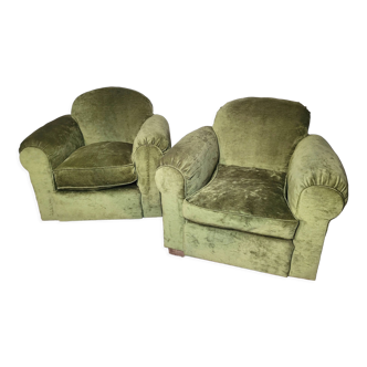Pair of club armchairs velvet fabric