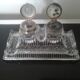 Double antique glass inkwell