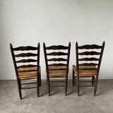 Trio rustic chairs in oak straw