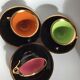6 Black cups and colors Salins la Baule with saucers