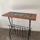 Vintage magazine holder with side table from the 60s and 70s