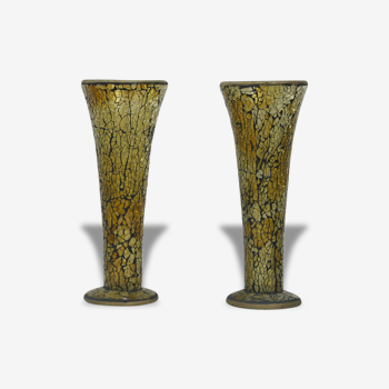 Pair of glass mosaic vase