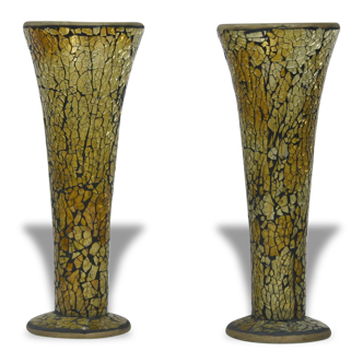 Pair of glass mosaic vase