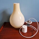 Scandinavian bulbous pendant light in yellow opaline, 1960.