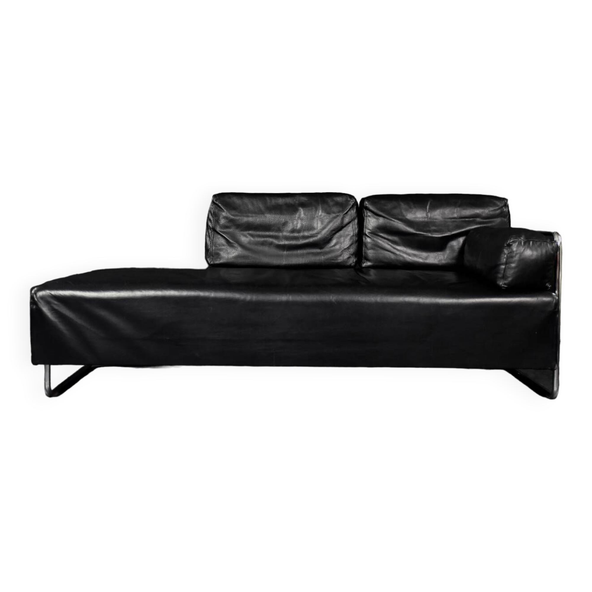 Canapé Miniature Le Corbusier Noir - 1:12 - Pour Maison De Poupée Vintage Style Milieu Du Siècle