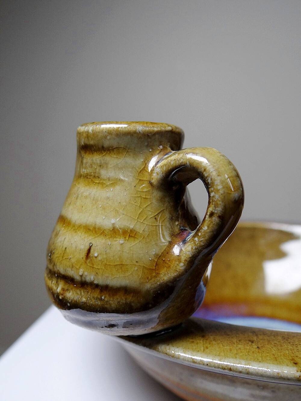 Pretty bowl or small original vintage stoneware cup signed "Marie" La Borne?