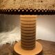 Vintage lamp with turned wooden base 30cm