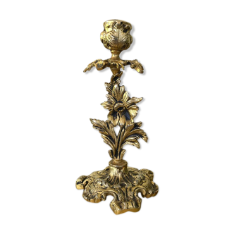 Golden bronze flower candlestick