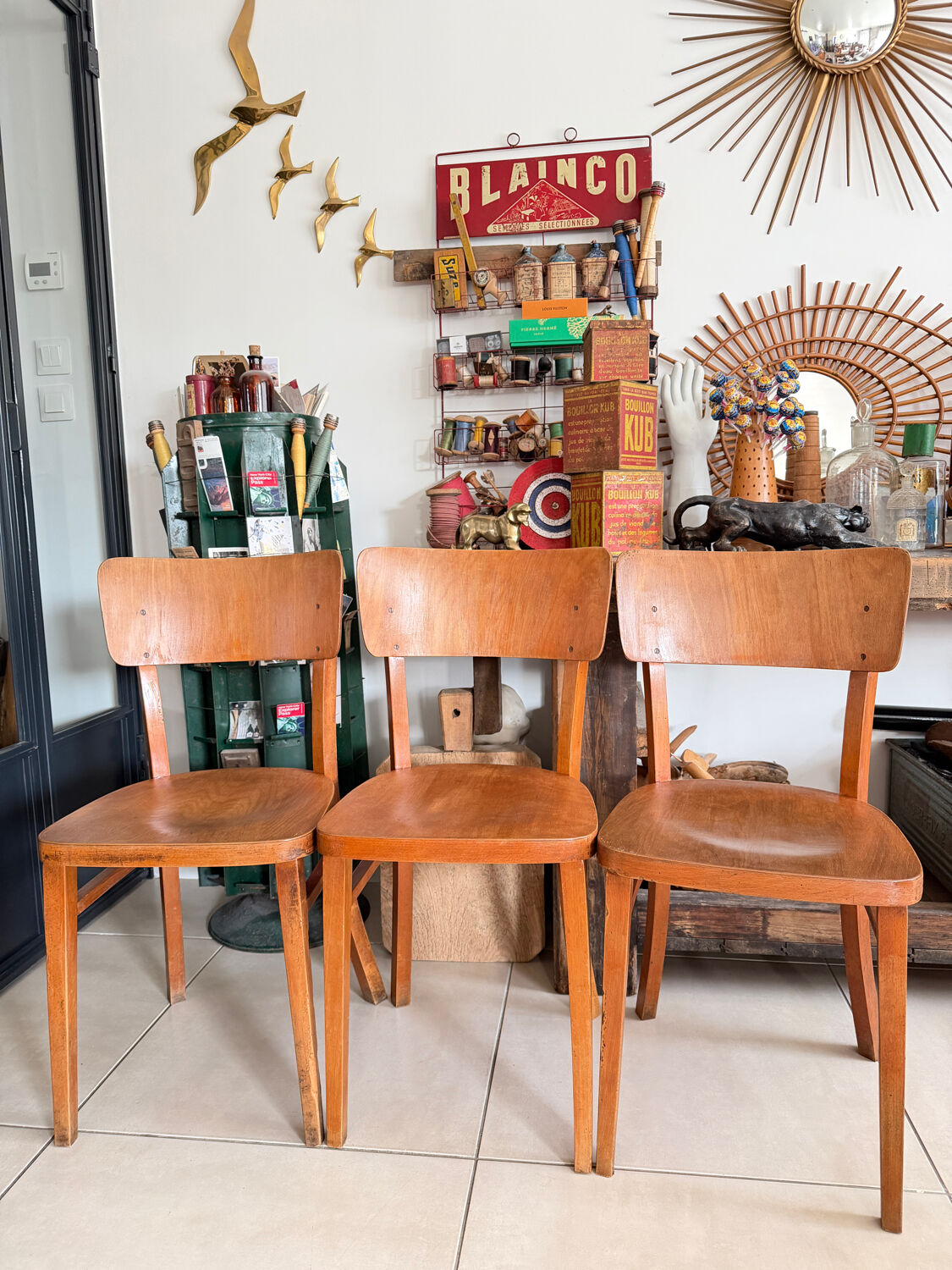 Set of 3 vintage Thonet bistro chairs
