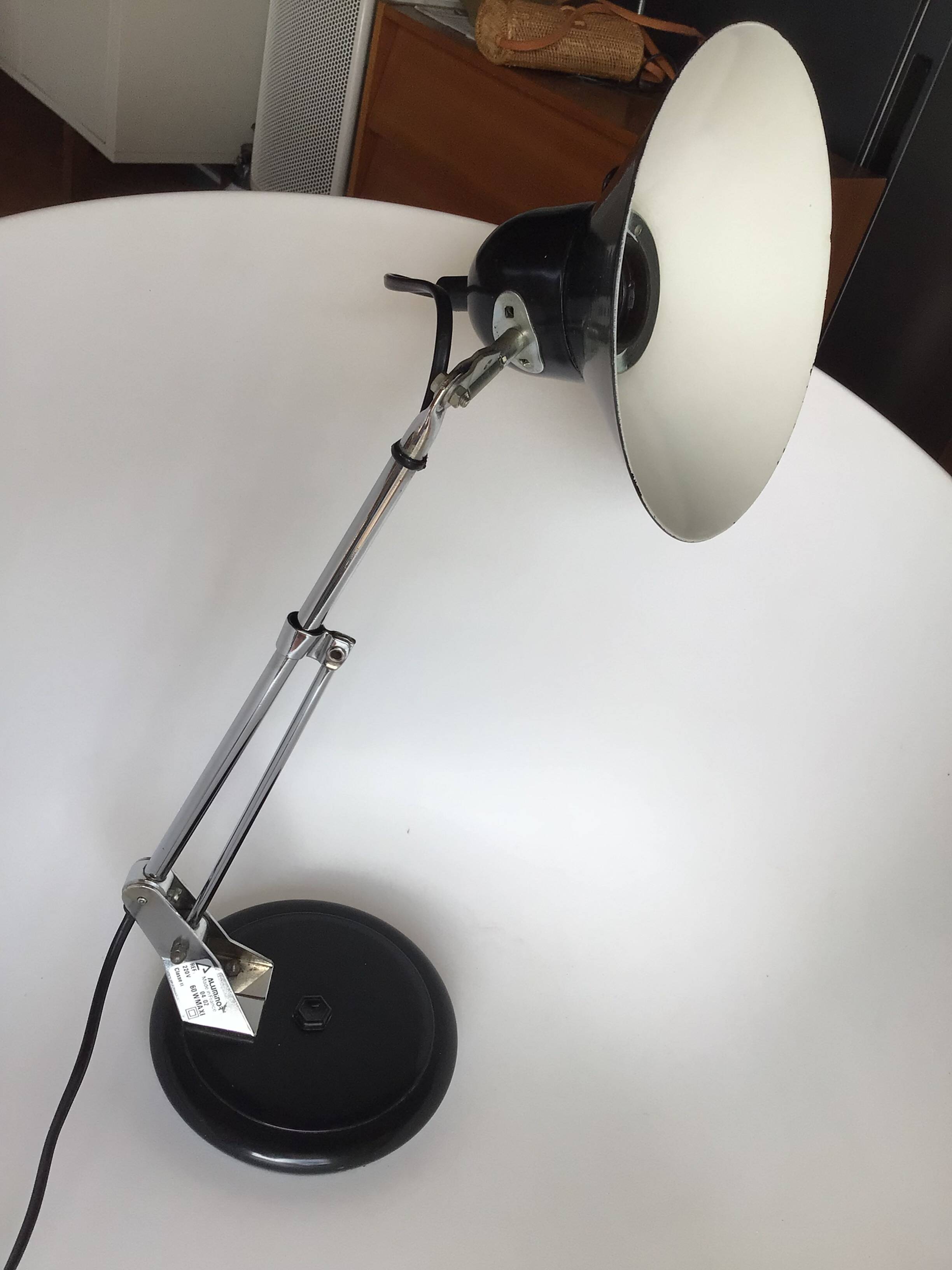 Adjustable black metal Aluminor desk lamp