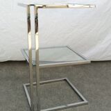 Piece of chrome sofa 2 glass shelves from 1970