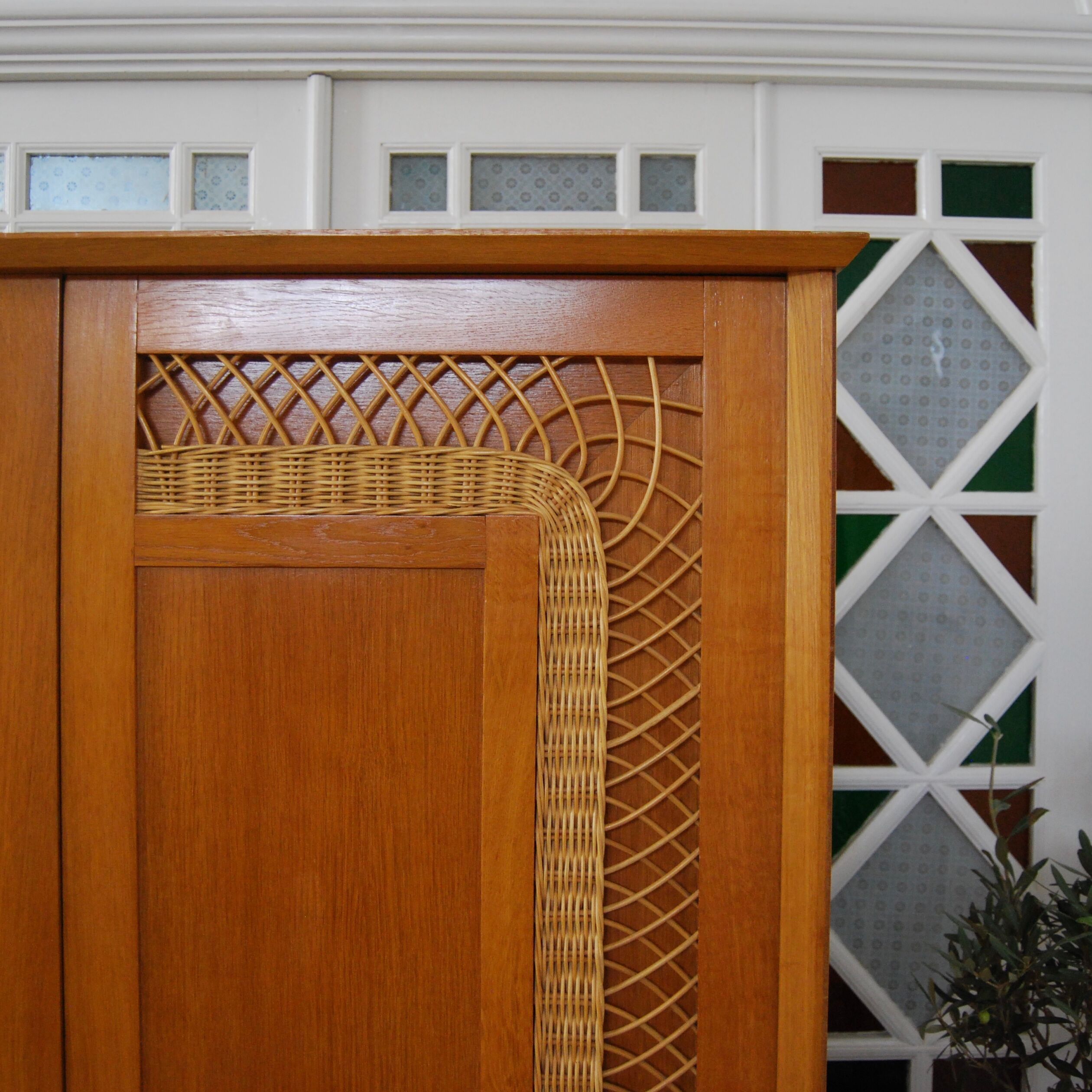 Cabinet vintage wood and rattan