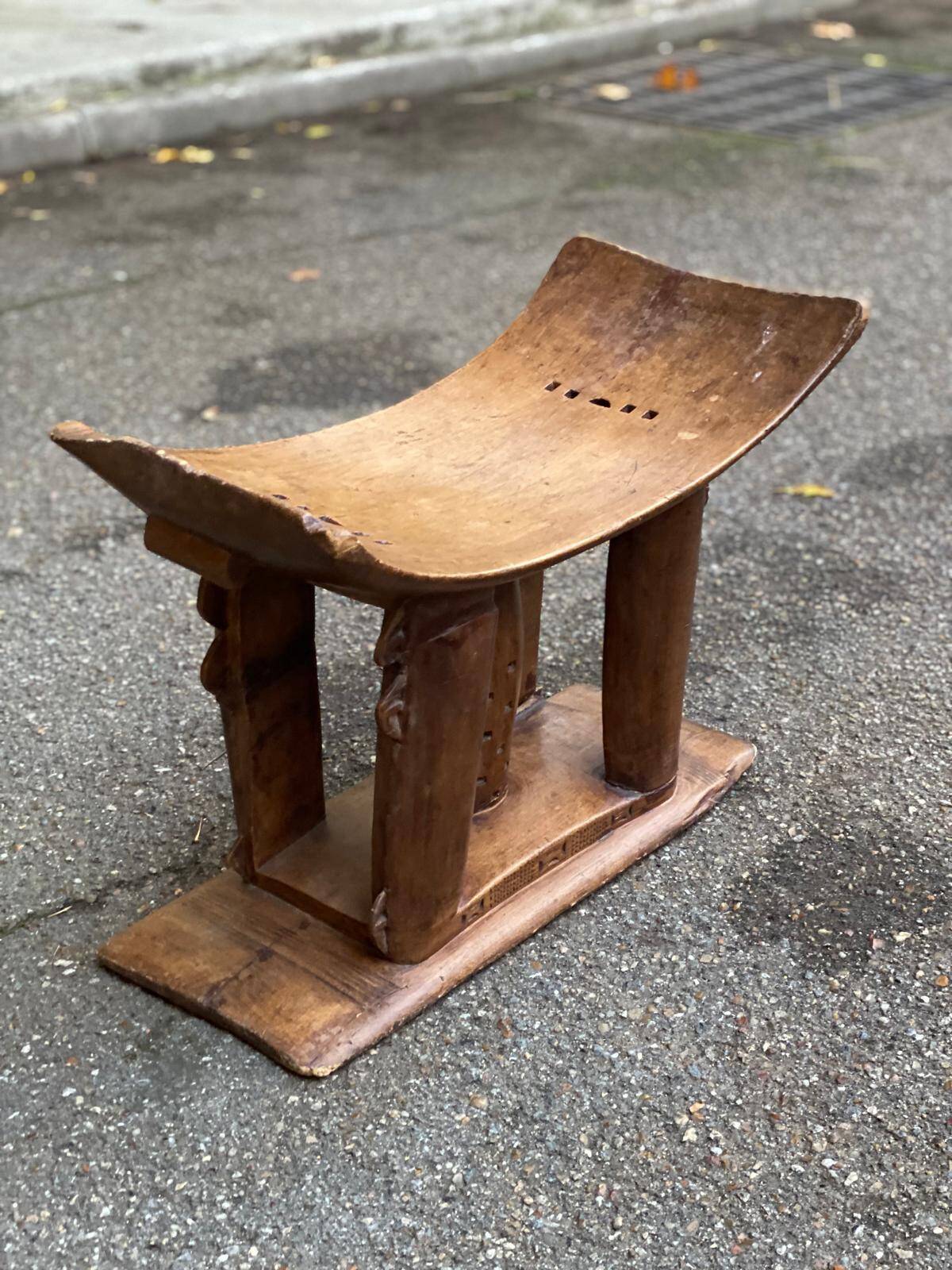 Ashanti African stool from Ivory Coast, carved from solid wood