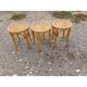 3 tabourets bois et cannage