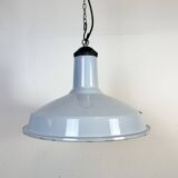 Industrial Light Blue Enamel Factory Pendant Lamp, 1960s