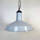 Lampe à suspension industrielle en émail bleu clair, années 1960