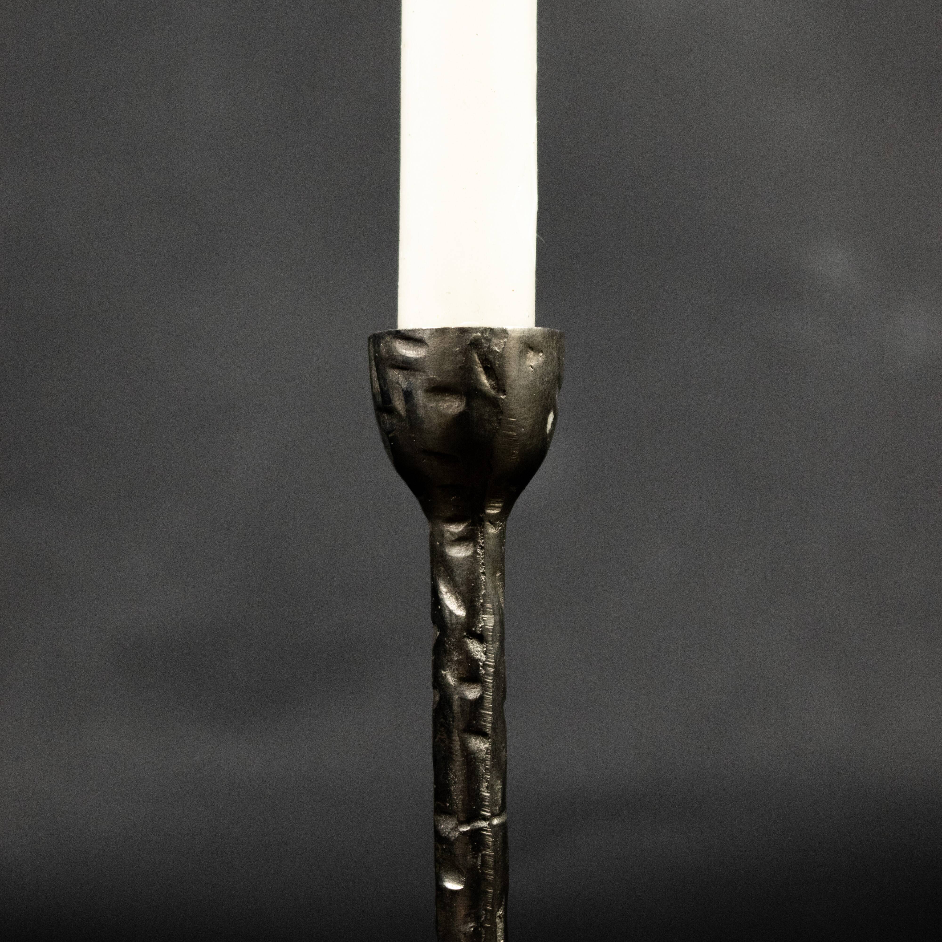 Vintage design hammered brutalist candle holders