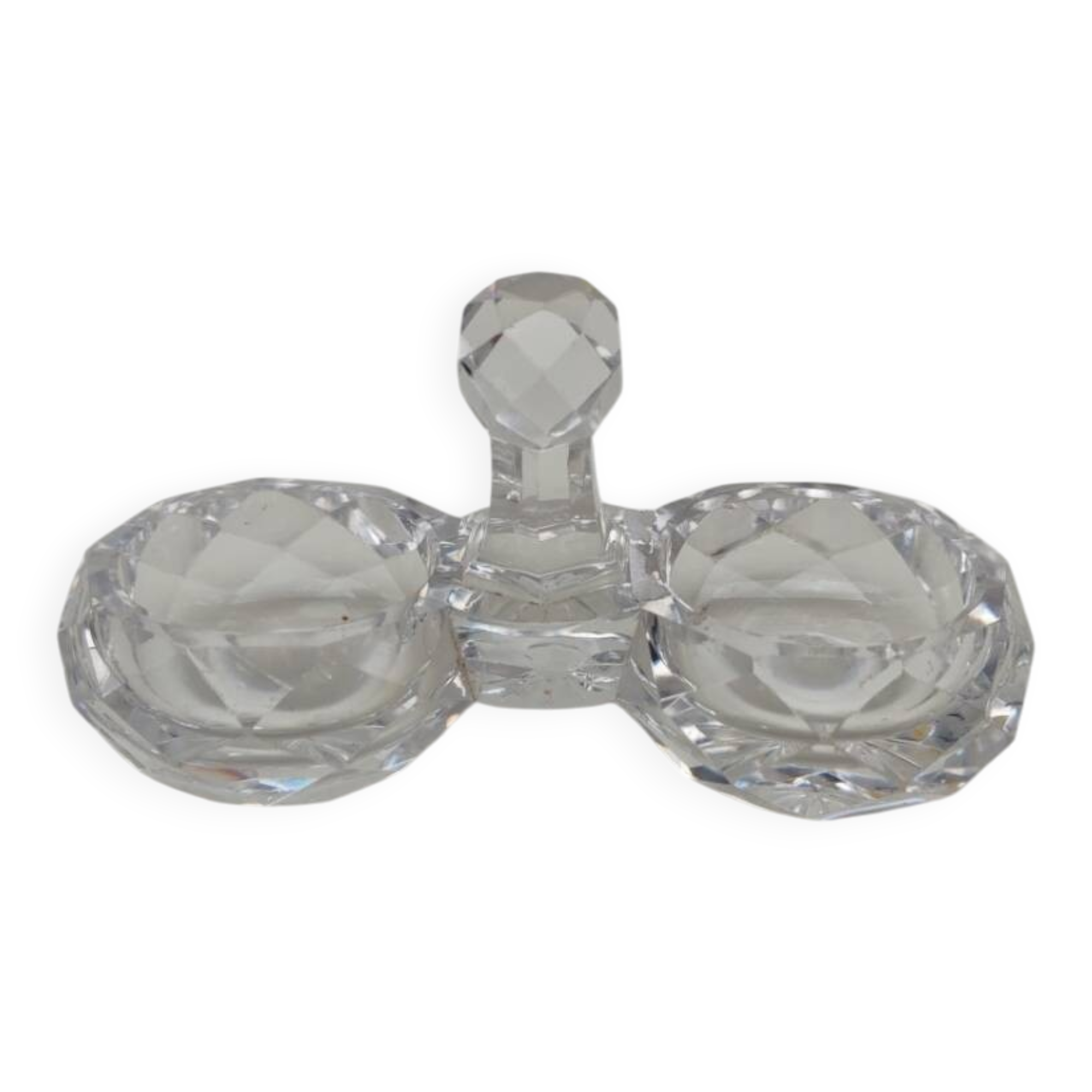 Double crystal salt cellars from Baccarat, early 20th century.