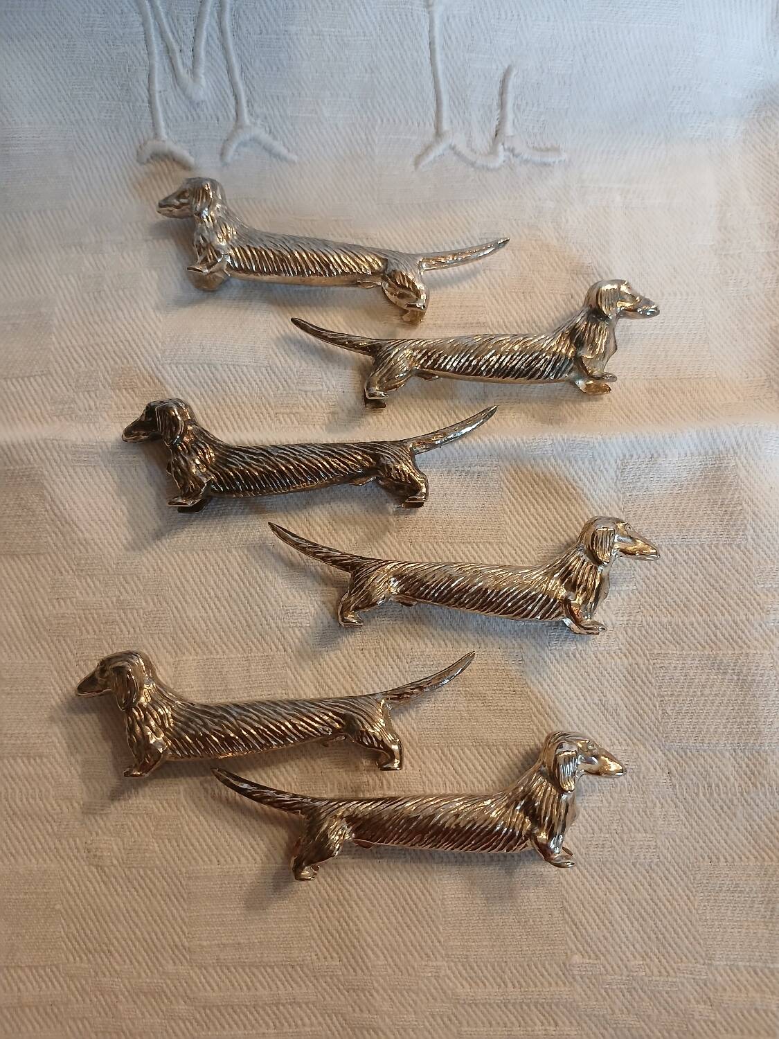 6 porte couteaux en métal argenté 