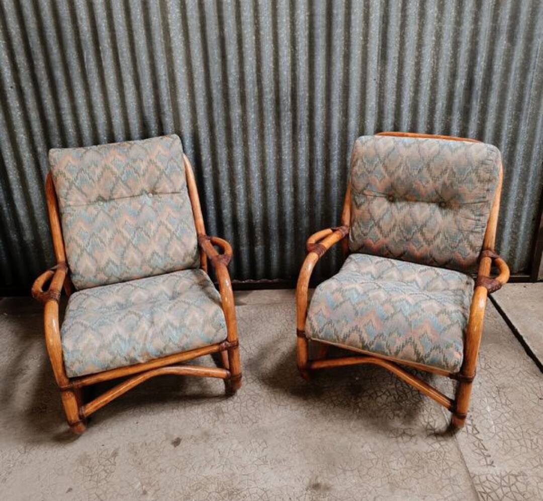Pair of vintage rattan armchairs
