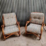 Pair of vintage rattan armchairs