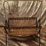 1970s rattan magazine rack