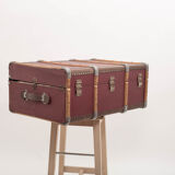 Old trunk travel suitcase burgundy color