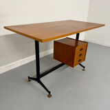 Vintage Italian design desk from the 1960s in wood and metal.