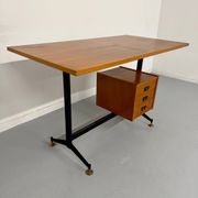 Vintage Italian design desk from the 1960s in wood and metal.