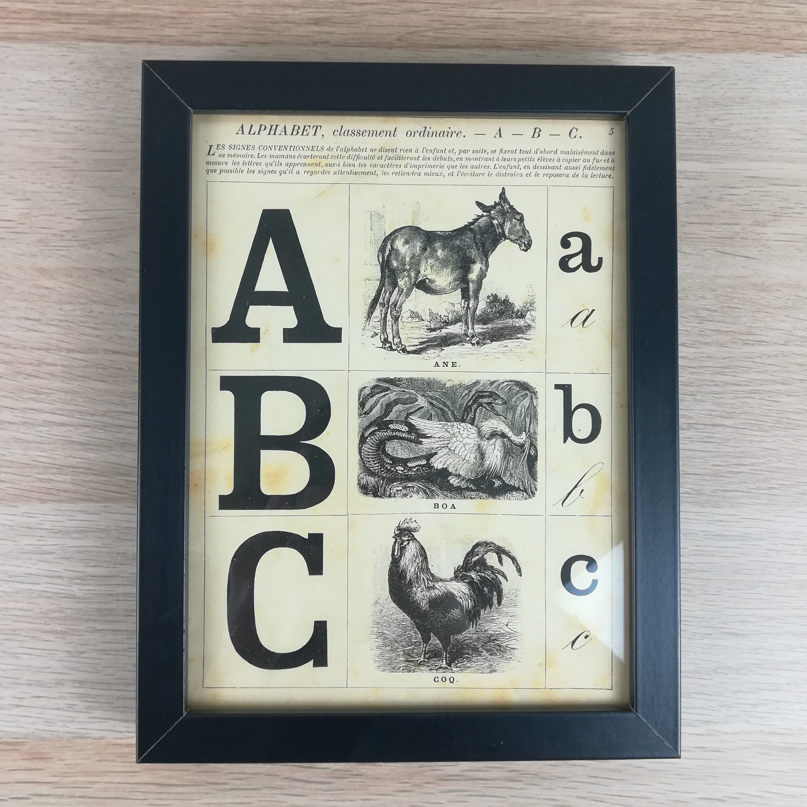 Framed alphabet plate a-b-c