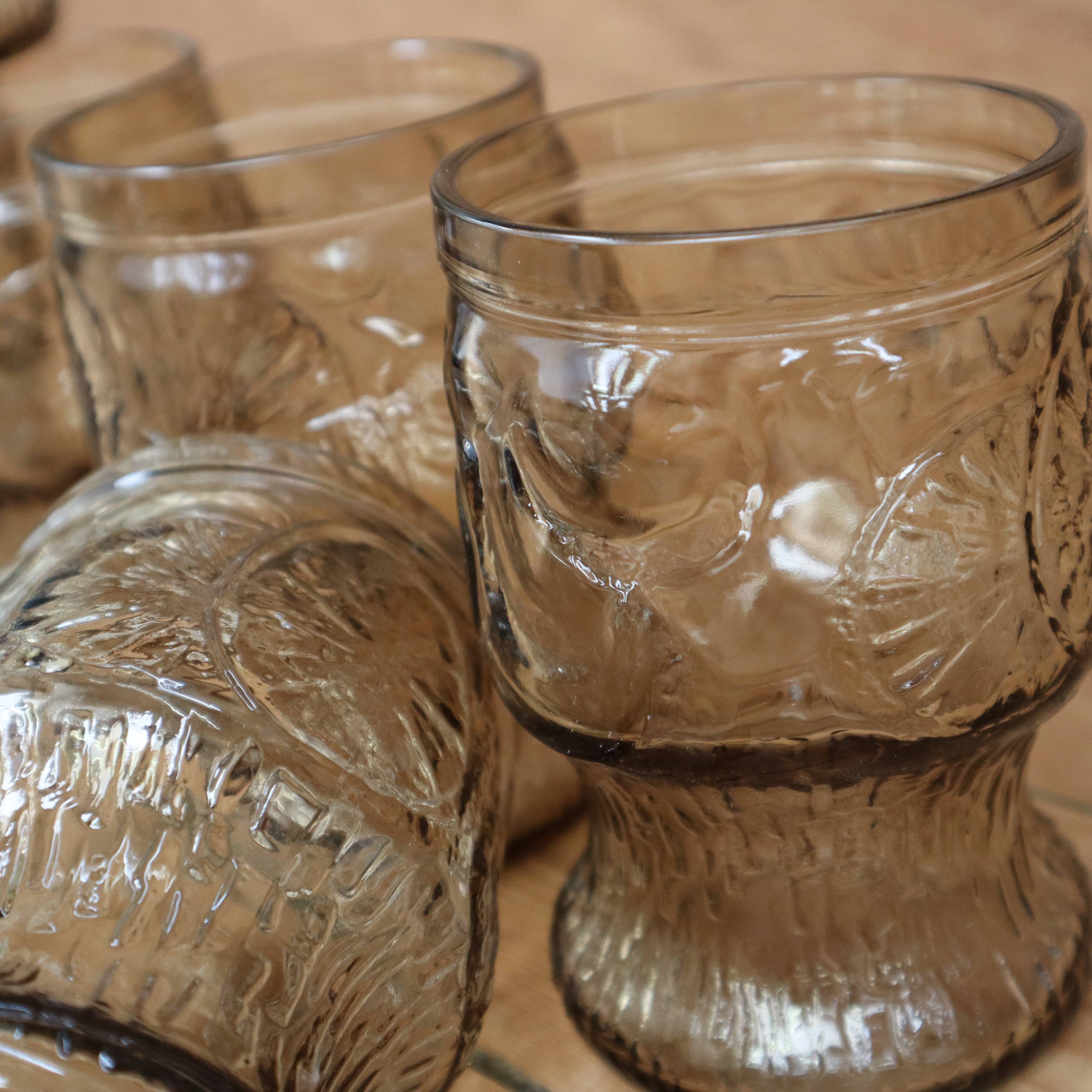 Set of 6 orangeade glasses Fidenza Italy vintage 70's, fruit patterns