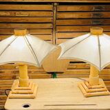70s bamboo parasol lamps