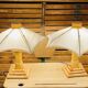 70s bamboo parasol lamps