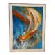 Old Oil On Paper JULIE Boat 89 + Grey Aluminum Frame